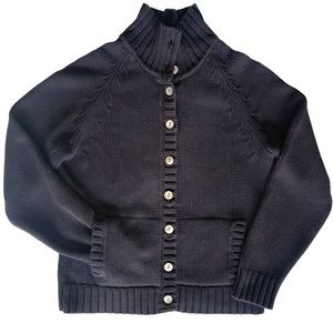 🔹Lands End women's Medium 100% Baumwolle Corton collared button down cardigan